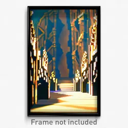 Pixel Art Poster - Harmonious Ramparts (8 Bit Psychedelic Video Game Print)