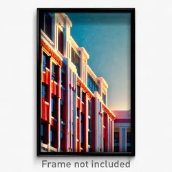 Pixel Art Poster - Adventurous American Architecture (8 Bit Video Game Print)
