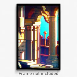 Pixel Art Poster - Artistic Ramparts (8 Bit Psychedelic Trippy Video Game Print)