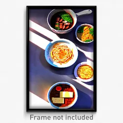 Pixel Art Poster - Circular Ramen (8 Bit Psychedelic Trippy Video Game Print)