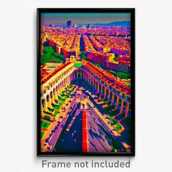 Pixel Art Poster - Humongous Barcelona (8 Bit Psychedelic Video Game Print)
