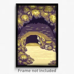 Pixel Art Poster - Noteworthy Cave (8 Bit Psychedelic Trippy Video Game Print)
