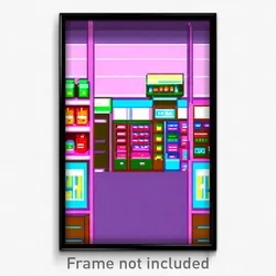 Pixel Art Poster - Anime Like Grocery Store (8 Bit Psychedelic Video Game Print)