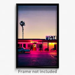 Pixel Art Poster - Secret Motel (8 Bit Psychedelic Trippy Video Game Print)