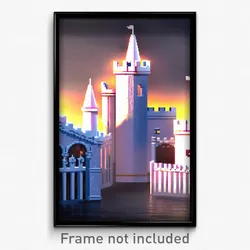 Pixel Art Poster - White Castle (8 Bit Psychedelic Trippy Video Game Print)
