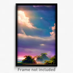 Pixel Art Poster - Cloudy Oasis (8 Bit Psychedelic Trippy Video Game Print)