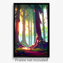 Pixel Art Poster - Fancy Woods (8 Bit Psychedelic Trippy Weird Video Game Print)