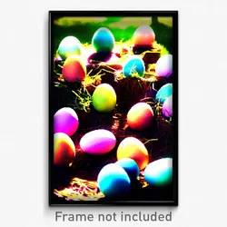 Pixel Art Poster - Enchanted Easter Eggs (8 Bit Psychedelic Video Game Print)