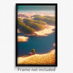 Pixel Art Poster - Dry Archipelago (8 Bit Psychedelic Trippy Video Game Print)