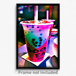 Pixel Art Poster - Unwelcoming Boba Tea (8 Bit Psychedelic Video Game Print)
