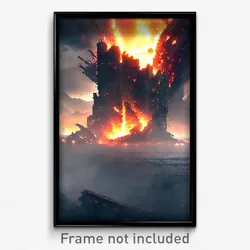 Pixel Art Poster - Monstrous Earthquake (8 Bit Psychedelic Video Game Print)