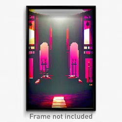 Pixel Art Poster - Villainous Lair (8 Bit Psychedelic Trippy Video Game Print)