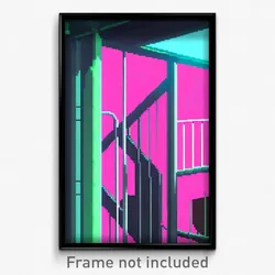 Pixel Art Poster - Digital Flats (8 Bit Psychedelic Trippy Video Game Print)