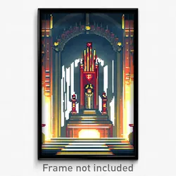 Pixel Art Poster - Distant Throne Room (8 Bit Psychedelic Video Game Print)