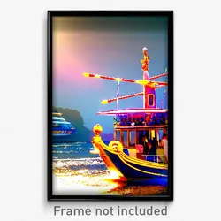 Pixel Art Poster - Memorable Boat (8 Bit Psychedelic Trippy Video Game Print)