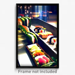 Pixel Art Poster - Alive Sushi (8 Bit Psychedelic Trippy Weird Video Game Print)