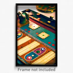 Pixel Art Poster - Antique Board Game (8 Bit Psychedelic Video Game Print)