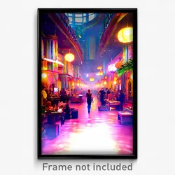 Pixel Art Poster - Busy Exotic Area (8 Bit Psychedelic Trippy Video Game Print)