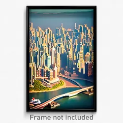 Pixel Art Poster - Wavy Canadian City (8 Bit Psychedelic Video Game Print)