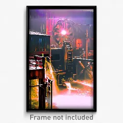 Pixel Art Poster - Electric Mill (8 Bit Psychedelic Trippy Video Game Print)