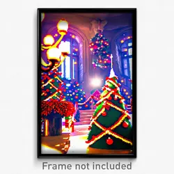 Pixel Art Poster - Fancy Christmas (8 Bit Psychedelic Trippy Video Game Print)