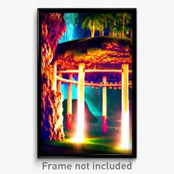 Pixel Art Poster - Flamboyant Grotto (8 Bit Psychedelic Trippy Video Game Print)