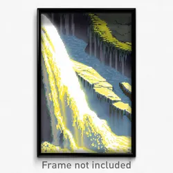 Pixel Art Poster - Thick Waterfall (8 Bit Psychedelic Trippy Video Game Print)