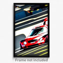 Pixel Art Poster - Brilliant Racecar (8 Bit Psychedelic Trippy Video Game Print)