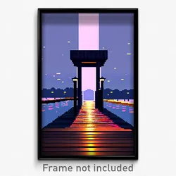 Pixel Art Poster - Nifty Jetty (8 Bit Psychedelic Trippy Weird Video Game Print)