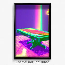 Pixel Art Poster - Glitch Art Table (8 Bit Psychedelic Trippy Video Game Print)