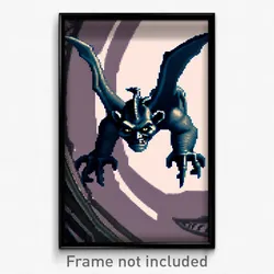 Pixel Art Poster - Warped Gargoyle (8 Bit Psychedelic Trippy Video Game Print)