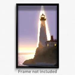 Pixel Art Poster - Faraway Lighthouse (8 Bit Psychedelic Video Game Print)