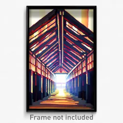 Pixel Art Poster - Deadly Longhouse (8 Bit Psychedelic Trippy Video Game Print)