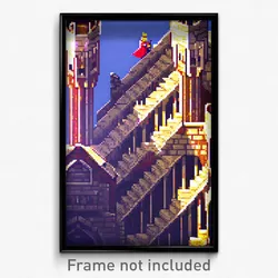 Pixel Art Poster - Complicated Battlements (8 Bit Psychedelic Video Game Print)