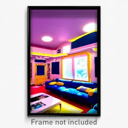 Pixel Art Poster - Buzzing Entertainment Room (8 Bit Video Game Print)