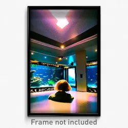 Pixel Art Poster - Jaw Dropping Aquarium (8 Bit Psychedelic Video Game Print)