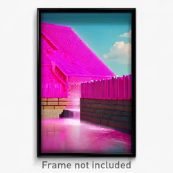 Pixel Art Poster - Pink Dam (8 Bit Psychedelic Trippy Weird Video Game Print)